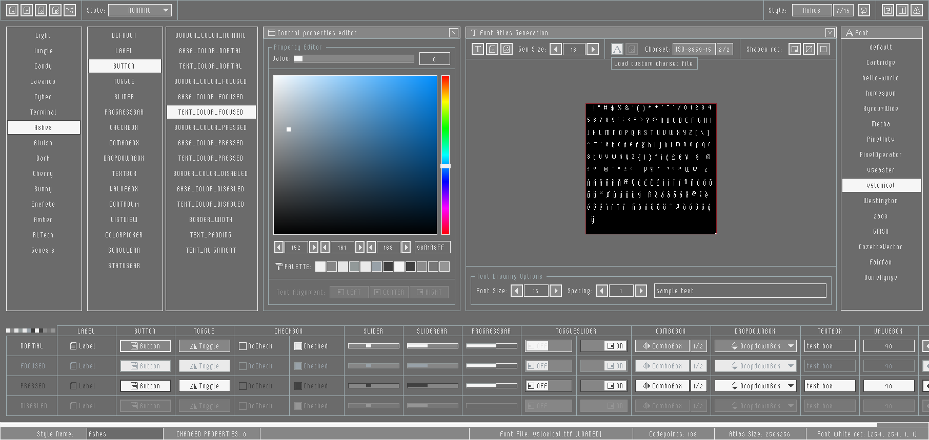ashes style screen